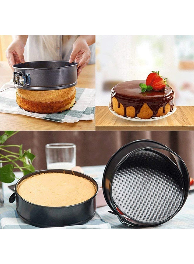 3-Piece Non-Stick Round Cake Mould Set Dark Grey 3.28x7cm - Image 5